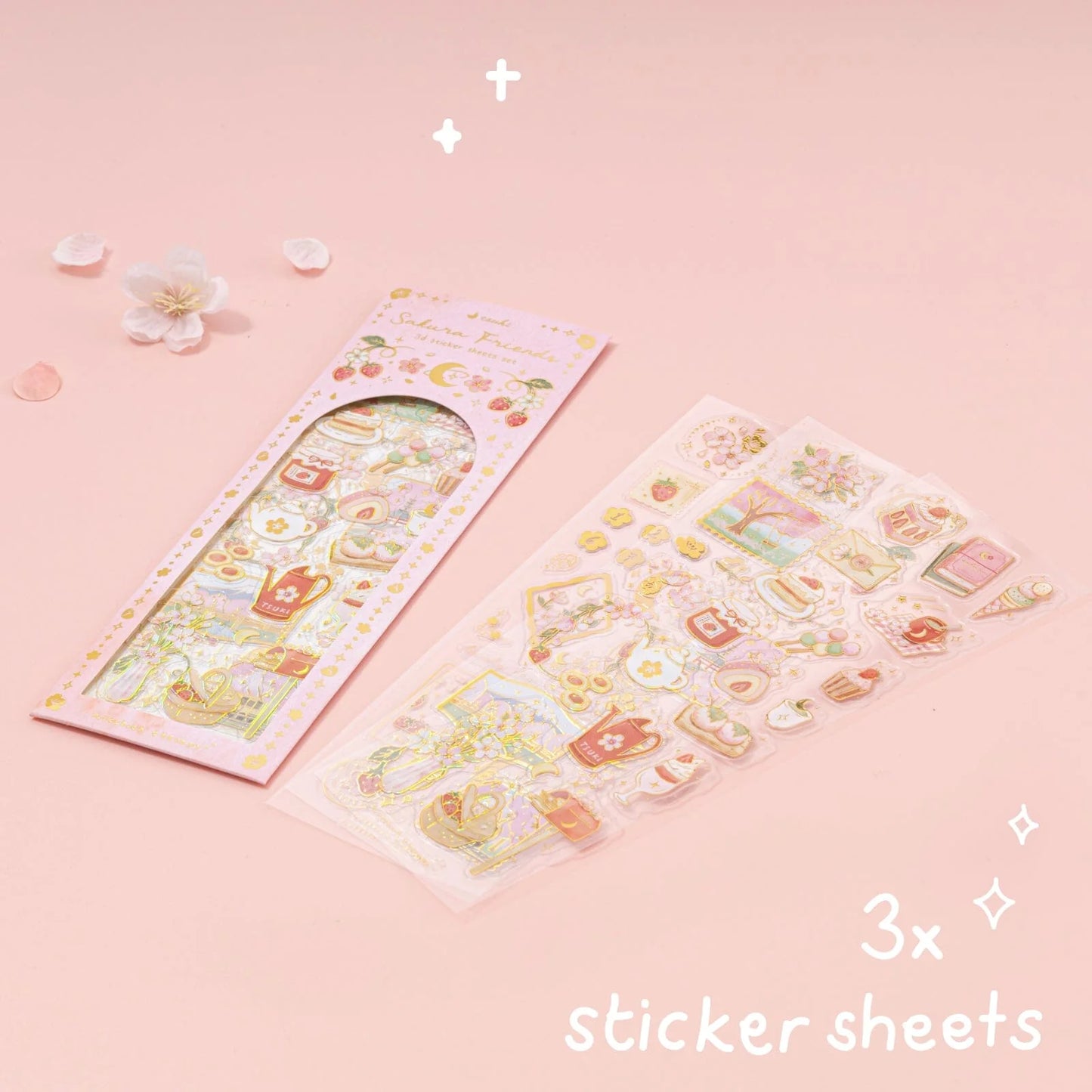 Tsuki ‘Sakura Friends’ 3D Holographic Sticker Set ☾