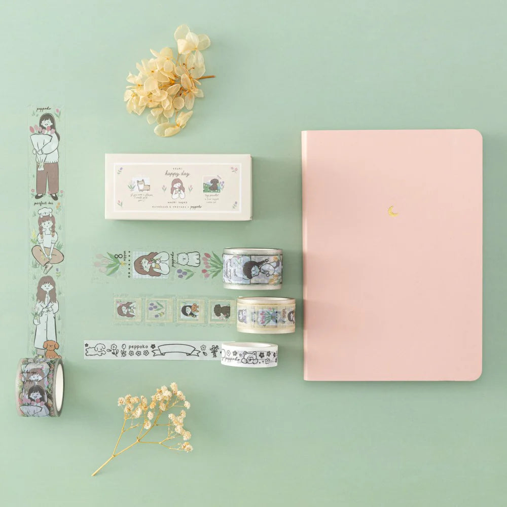Tsuki ‘Happy Day’ Washi Tape Set by Notebook Therapy x Peppoko ☾