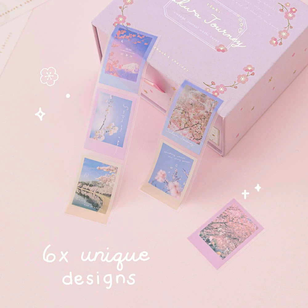 Tsuki ‘Sakura Journey’ Vintage Journal Washi Tape Set ☾