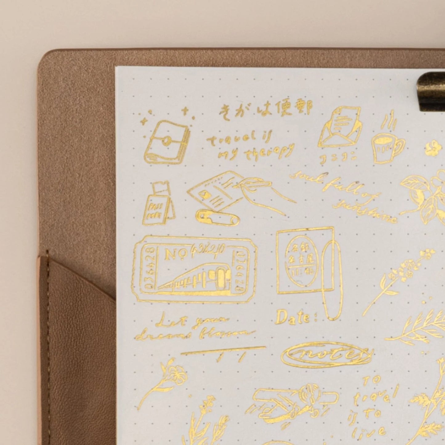 Hinoki - ‘Daily Essentials’ Gold Foil Print-On Sticker Set