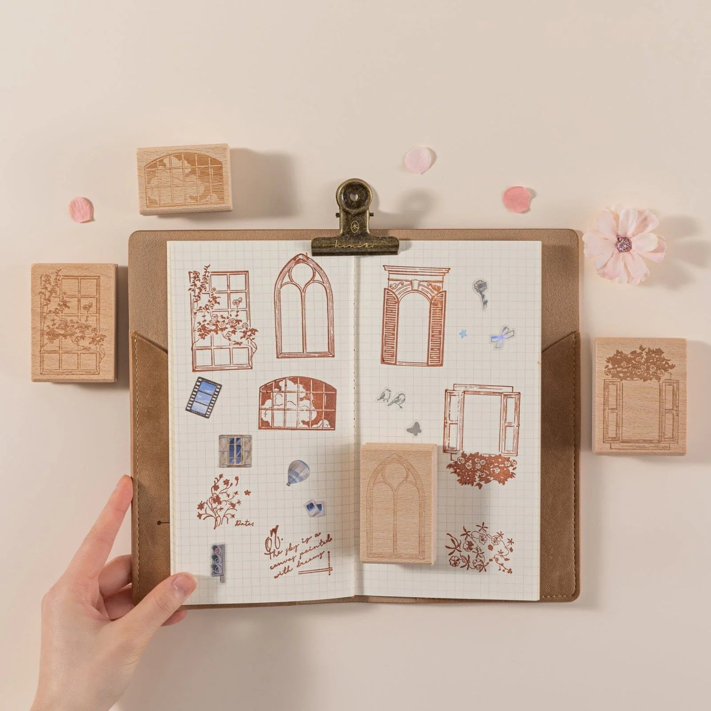 Hinoki - ‘Into the Sky’ Engraved Wooden Stamp Set