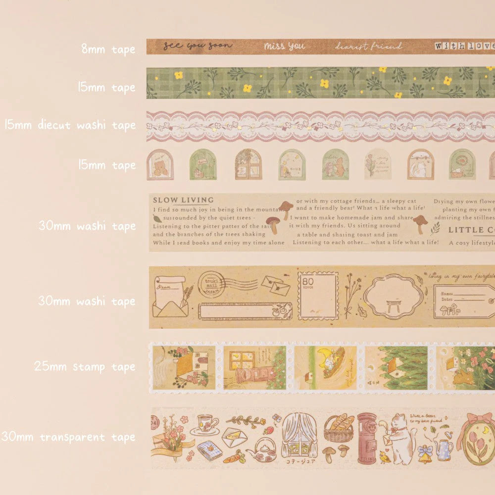 Tsuki ‘Cottage Friends’ Washi Tape Set ☾