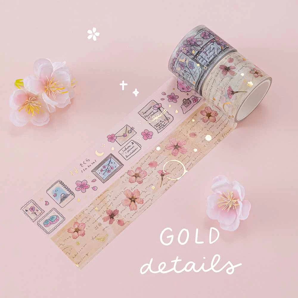 Tsuki ‘Sakura Journey’ Vintage Journal Washi Tape Set ☾