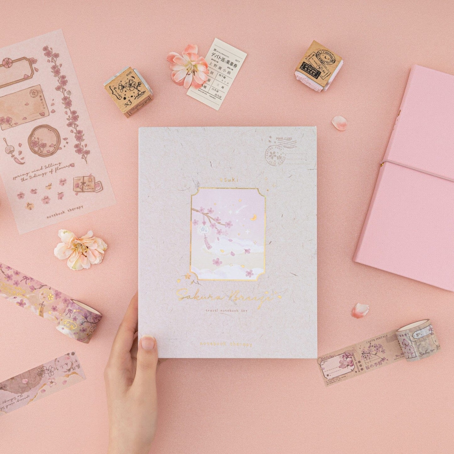 Tsuki ‘Sakura Breeze’ Travel Notebook Gift Set ☾