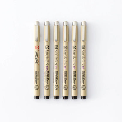 6 Set Sakura Pigma Micron Pens
