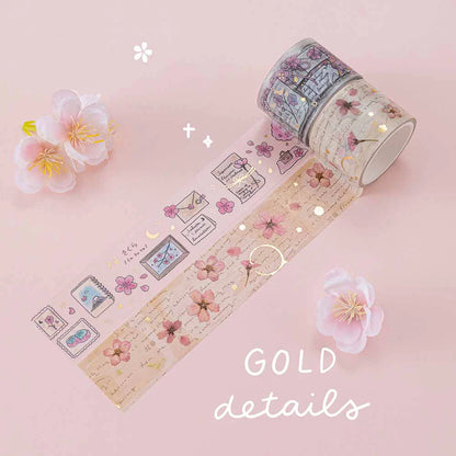 Tsuki ‘Sakura Journey’ Vintage Journal Washi Tape Set ☾