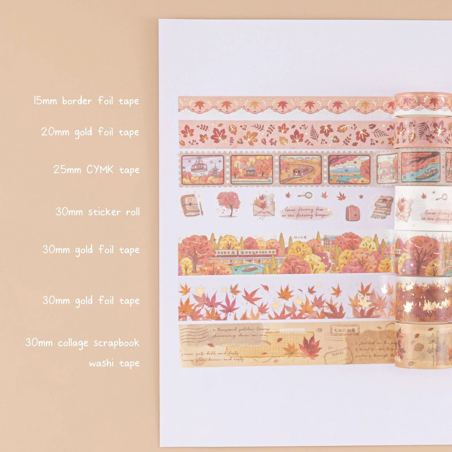 Tsuki ‘Maple Journey’ Washi Tape Set ☾