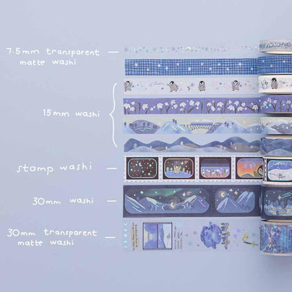 Tsuki ‘Dreams of Snow’ Holographic Washi Tape Set ☾