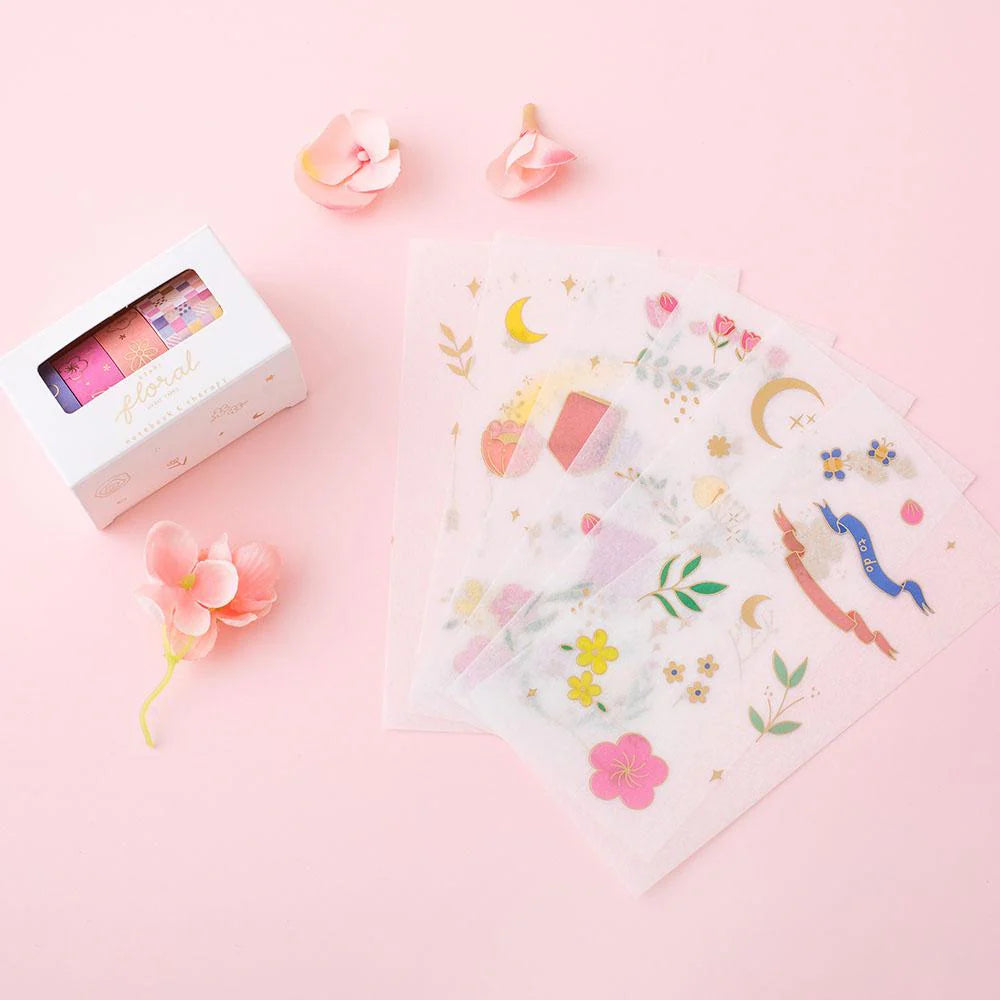 Tsuki 'Floral' Washi Tapes + Stickers Set ☾