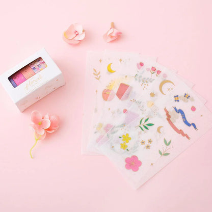 Tsuki 'Floral' Washi Tapes + Stickers Set ☾