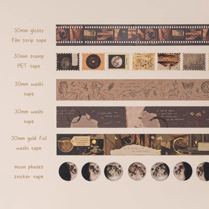 Tsuki ‘Dark Academia’ Washi Tape Set ☾