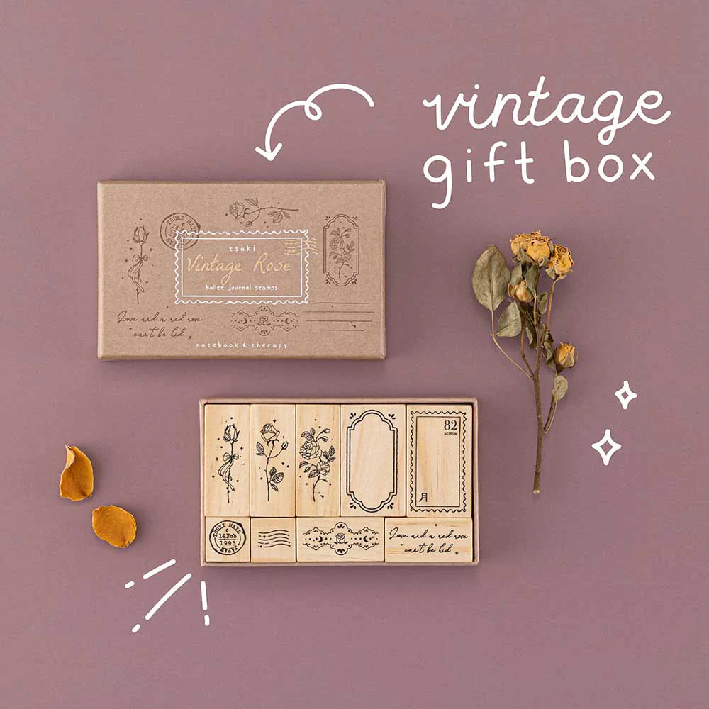 Tsuki ‘Vintage Rose’ Bullet Journal Stamp Set ☾